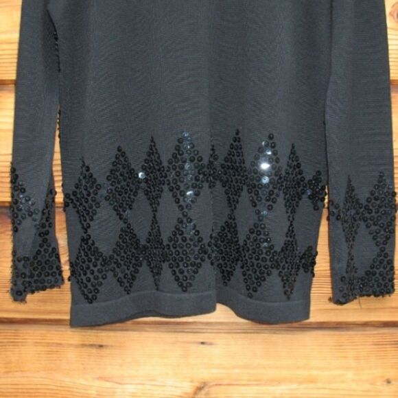 Vintage Black Sequin Cardigan Sweater - Picture 7 of 8